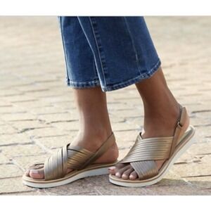 Timberland Womens Sandals 9.5 Bronze SensorFlex Crossband Slingback A1VNA
